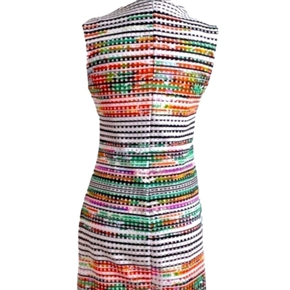 CARMEN MARC VALVO FLORAL POPPY Red Black MULTICOLOR SLEEVELESS LBD MINI DRESS - Picture 2 of 7